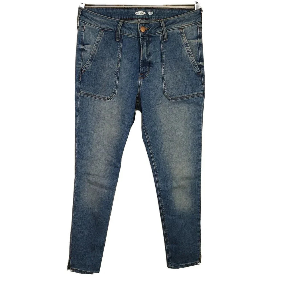 Old Navy Rockstar Super Skinny Ankle Jeans Women Size 8 Blue Light-Medium Wash